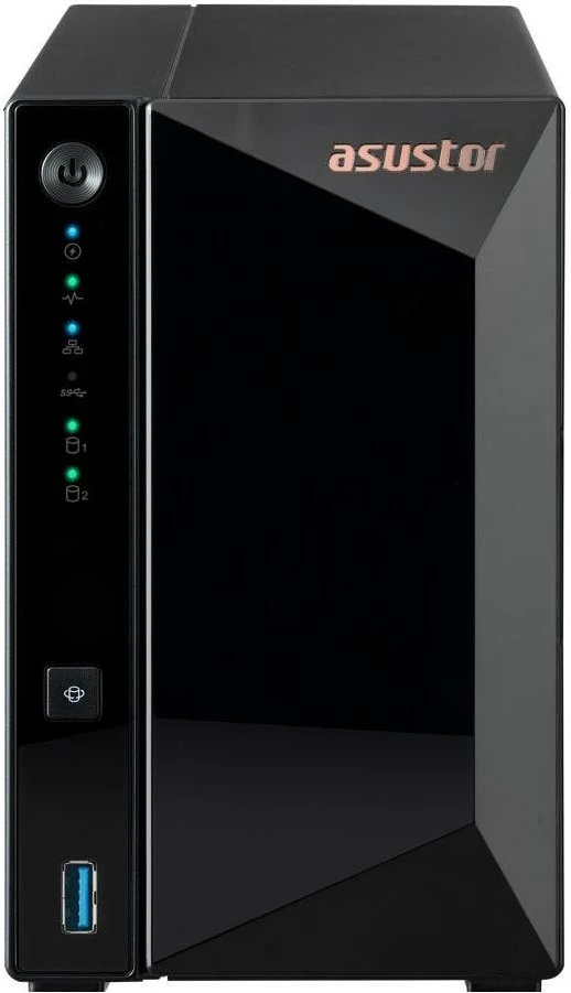 NAS Asustor AS3302T V2, 2 RAM, 2 slota HDD, DDR4, RJ-45, USB 3.2, kasë e pavarur