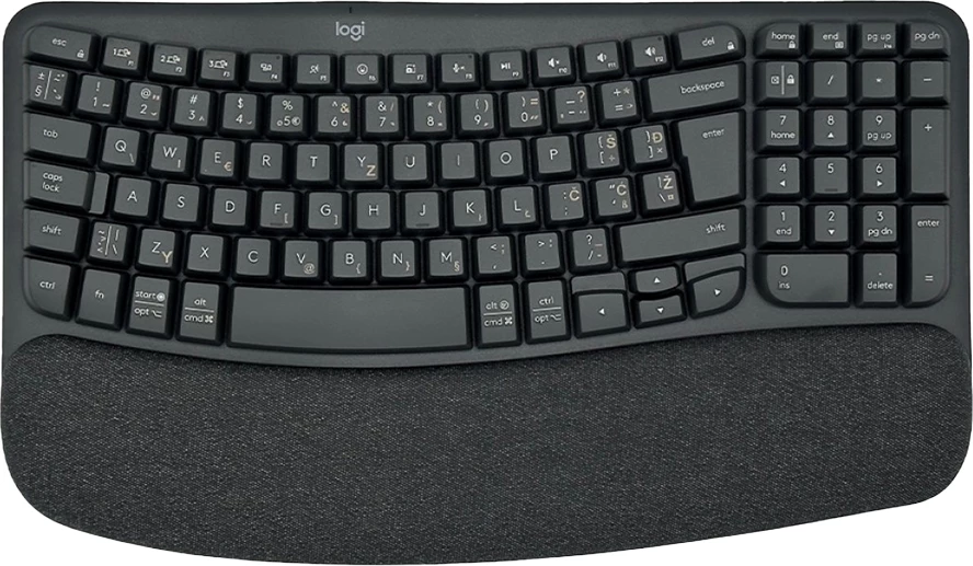 Tastierë ergonomike Bluetooth Logitech Wave, US INT'L QWERTY, me receiver USB, grafit