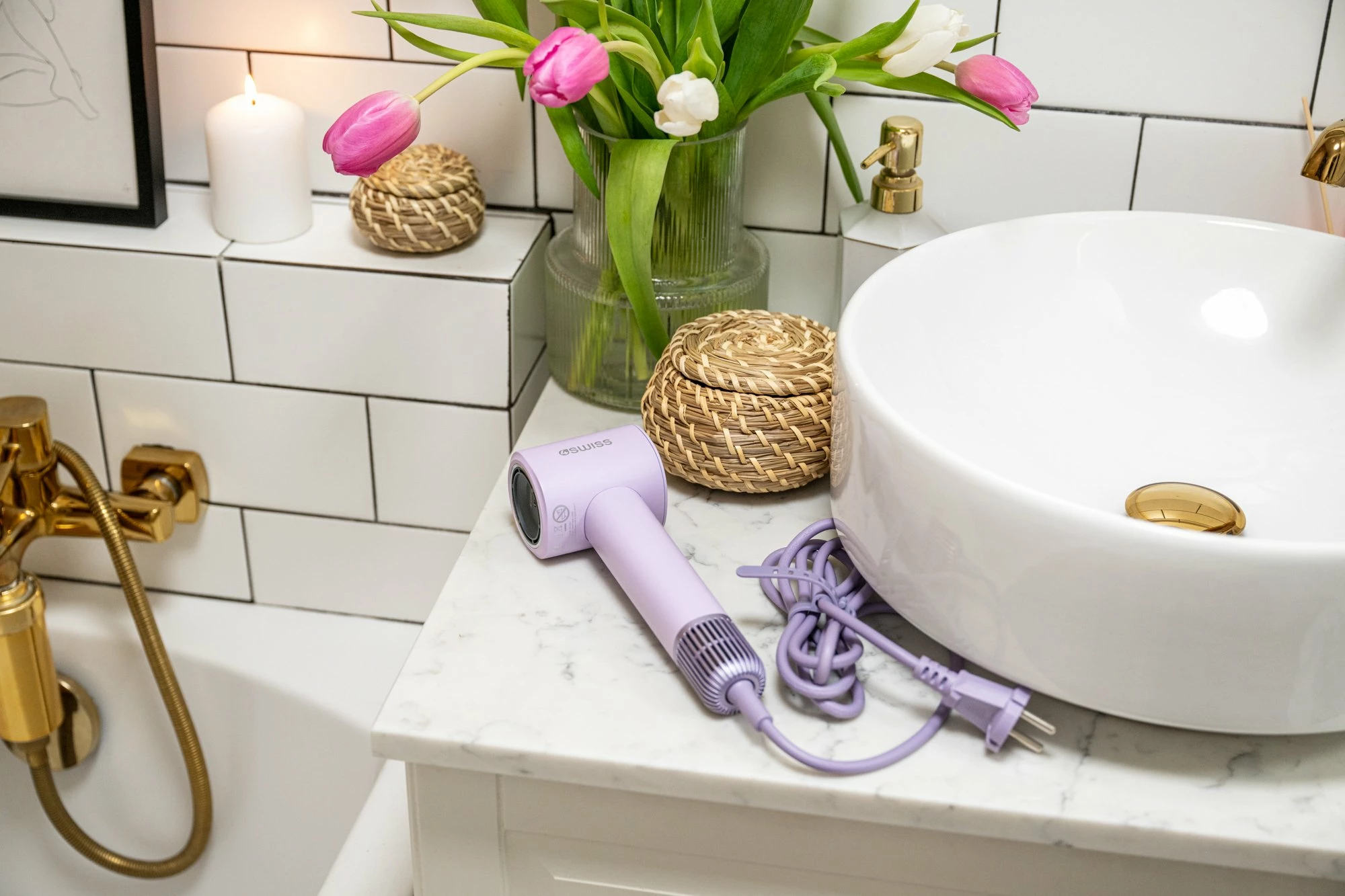 Tharëse flokësh 4Swiss F326 SmartAI+ 1000W me jonizim, Lavender