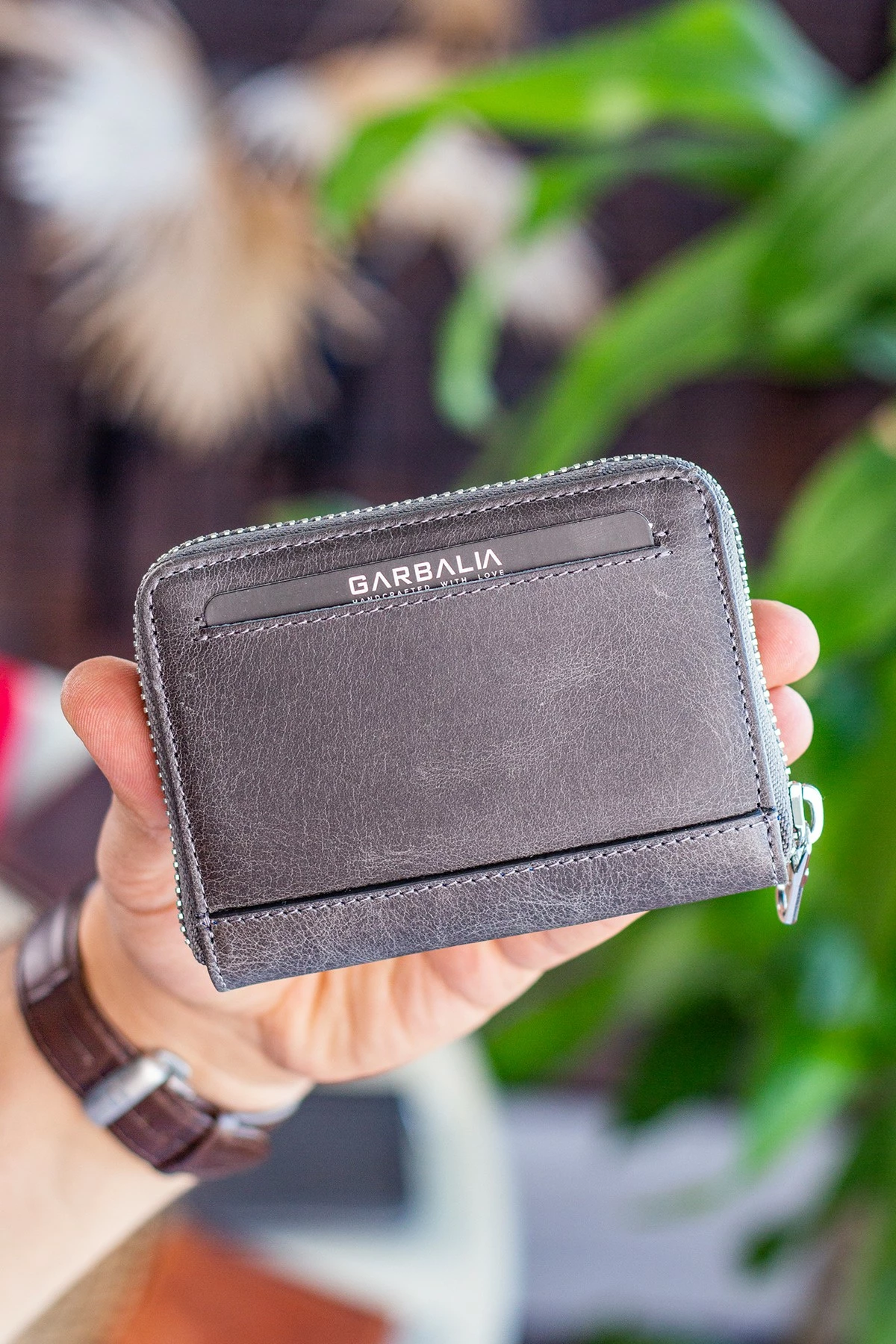 Portofol unisex, lëkurë natyrale, ngjyrë gri, Sydney