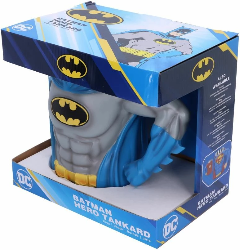 Kriglë NEMESIS NOW Batman Hero, prej resine, e pikturuar me dorë, Gri/Kaltër/Verdhë