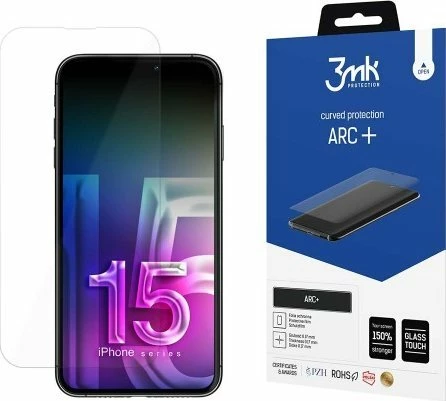 Foli mbrojtëse ekrani 3MK ARC+ Fullscreen për iPhone 15 Pro 6.1"