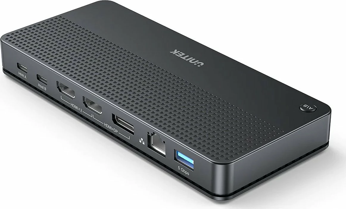 Switch KVM Unitek D1103A, 2 PC, 4K@60Hz, 2x HDMI + DisplayPort, Gigabit Ethernet, USB-C PD 100W, i zi