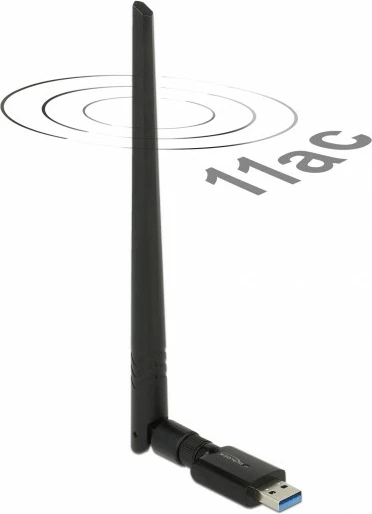 USB Wi-Fi adapter DeLOCK, Dualband, 867+300 Mbps, antenë e jashtme, e zezë