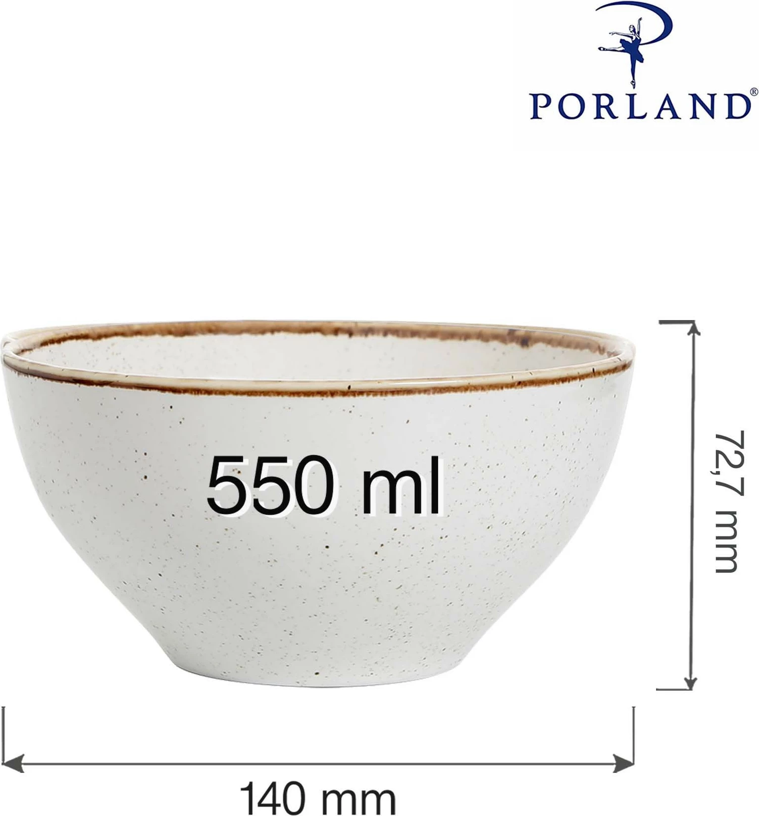 Tas Porland Seasons Sand 550 ml Ø140 mm porcelan, krem/bezhë, set 6 copë