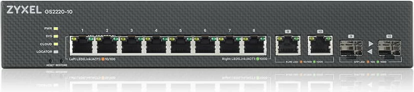 Switch Zyxel GS2220-10-EU0101F, Managed, L2, Gigabit Ethernet (10/100/1000), Rack mounting