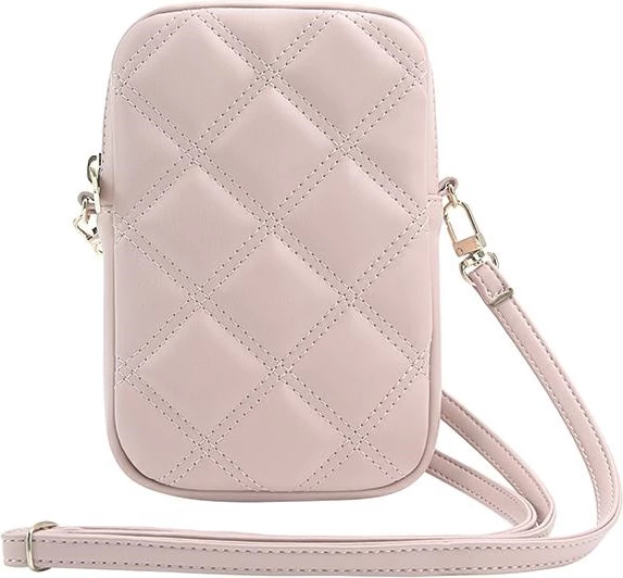 Mbështjellës Guess Zip Quilted 4G për celular, Rozë