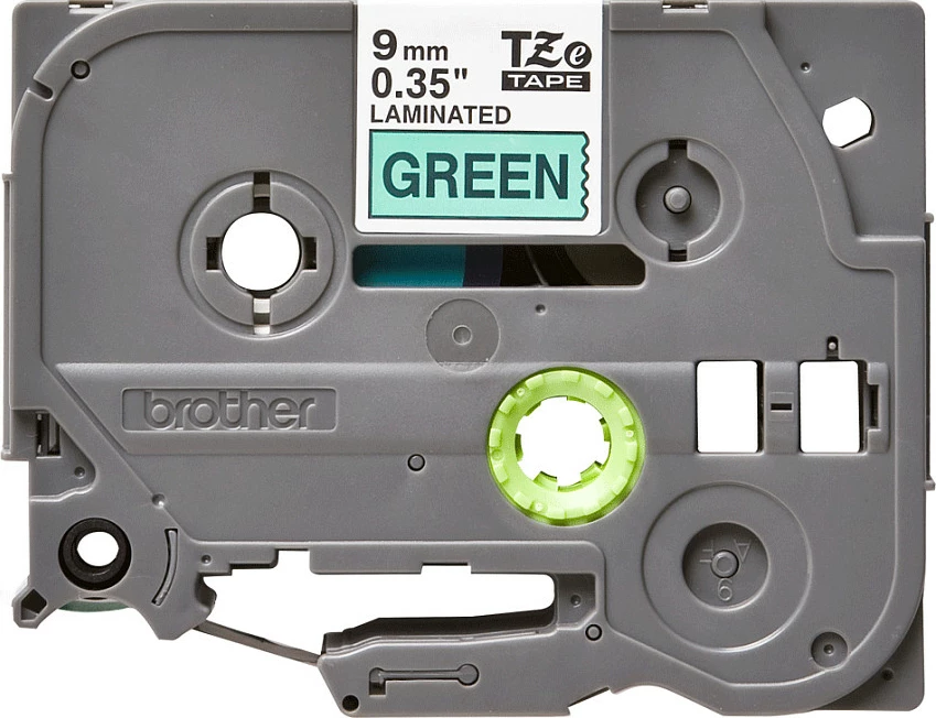 Shirit etikete Brother TZe-721, 9mm, i laminuar, i zi në të gjelbër
