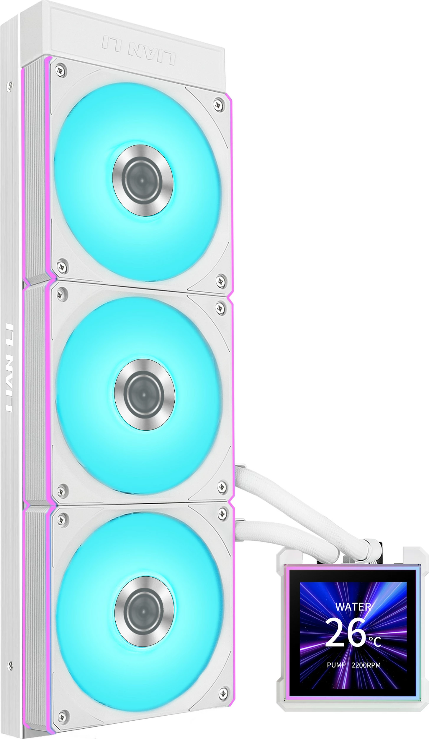 Ftohës uji AiO për CPU Lian Li HydroShift II LCD-S 360CL, 360mm, ARGB, i bardhë