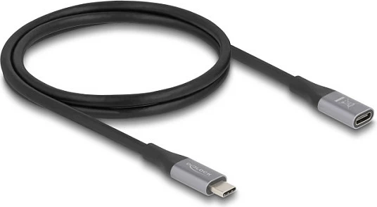 Kabllo zgjatëse DeLOCK 81201 USB-C (M në F), USB4 40Gbps, PD 240W, 1m, e zezë/gri