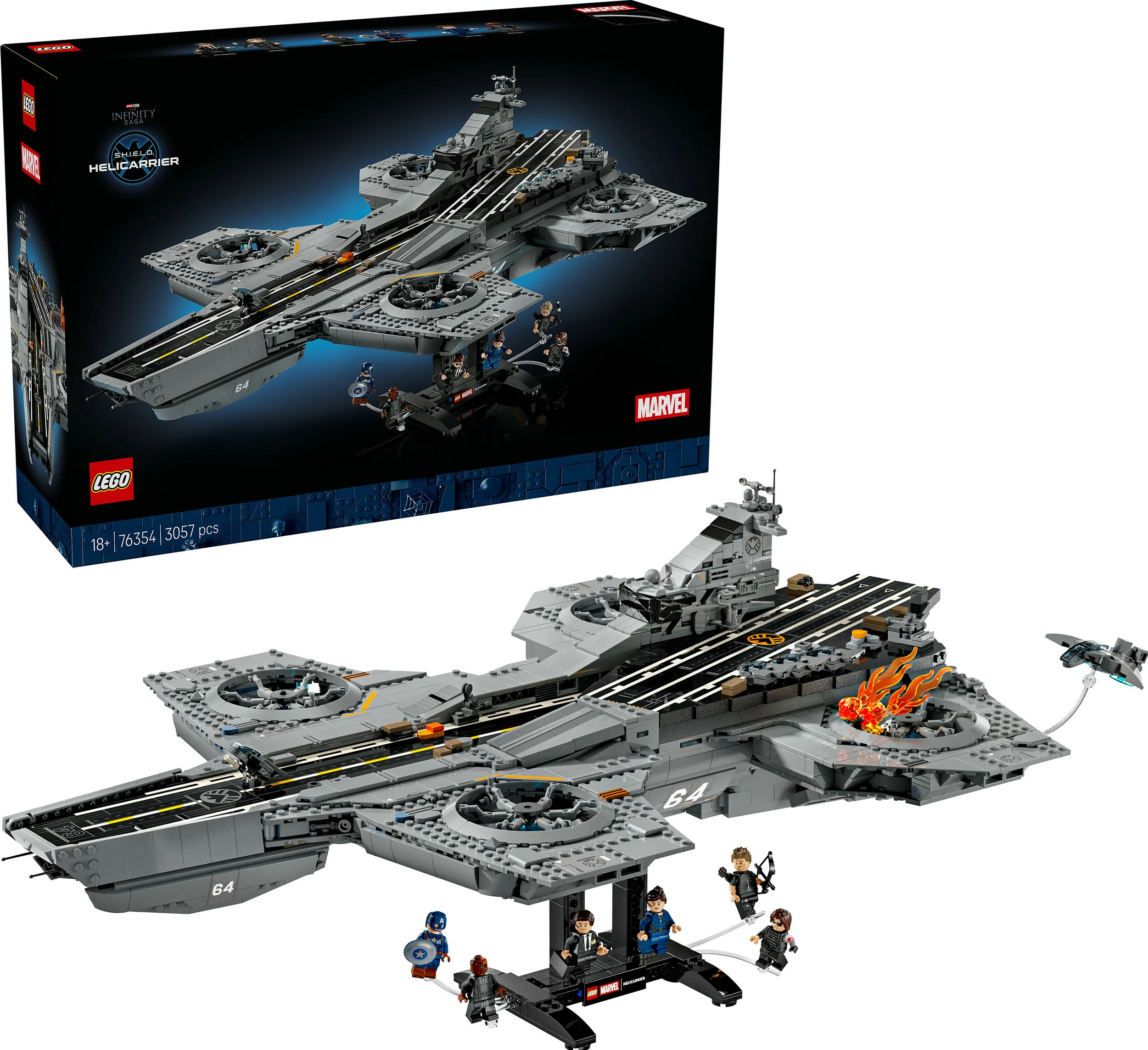 Set ndërtimi LEGO Marvel 76354 S.H.I.E.L.D. Helicarrier, 3057 copa, Multicolor