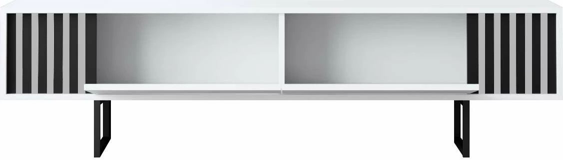 Komodë TV Hanah Home, Chrome Line, e bardhë dhe e zezë