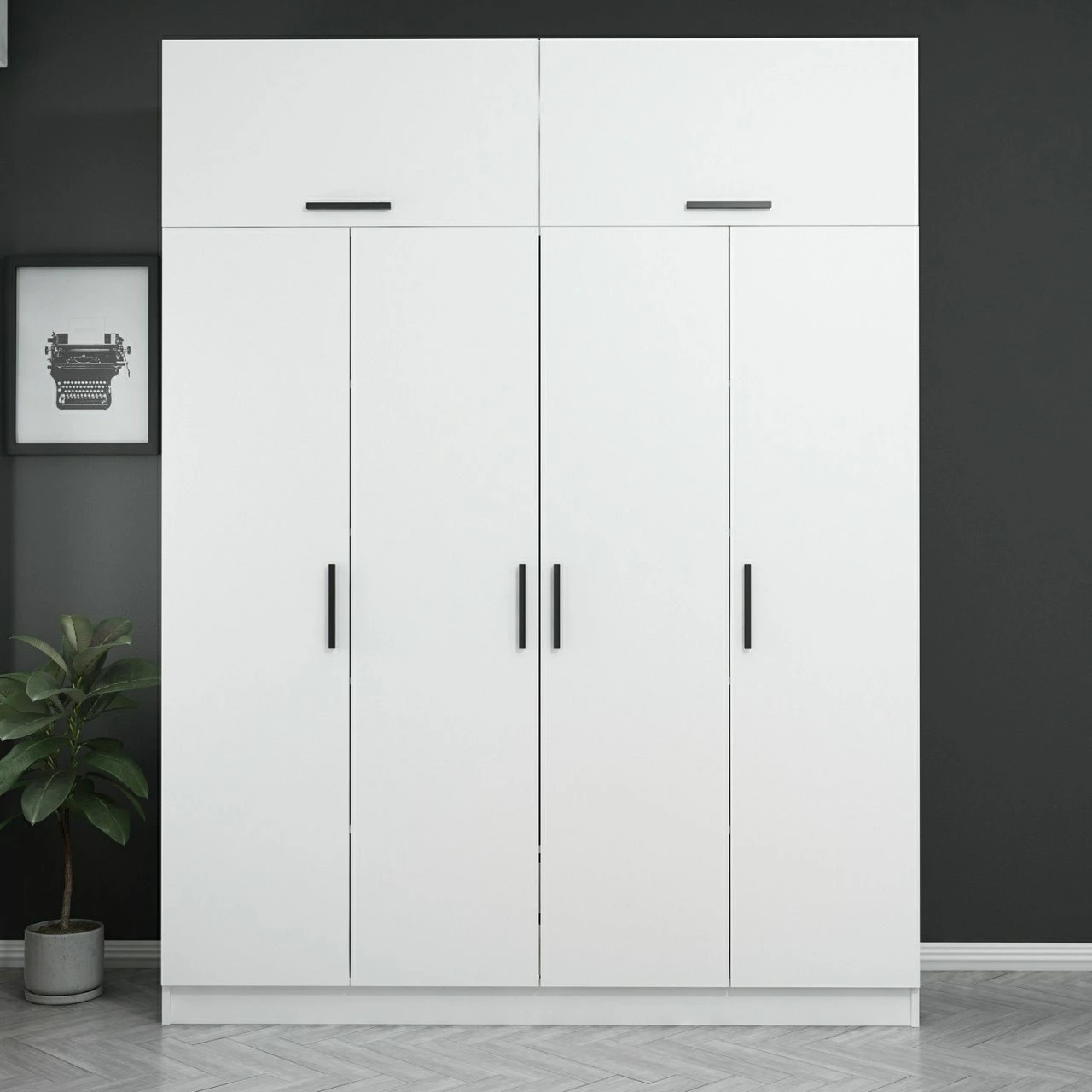 Dollap Hanah Home, Kale - 3084, i bardhë, 180x235x52cm
