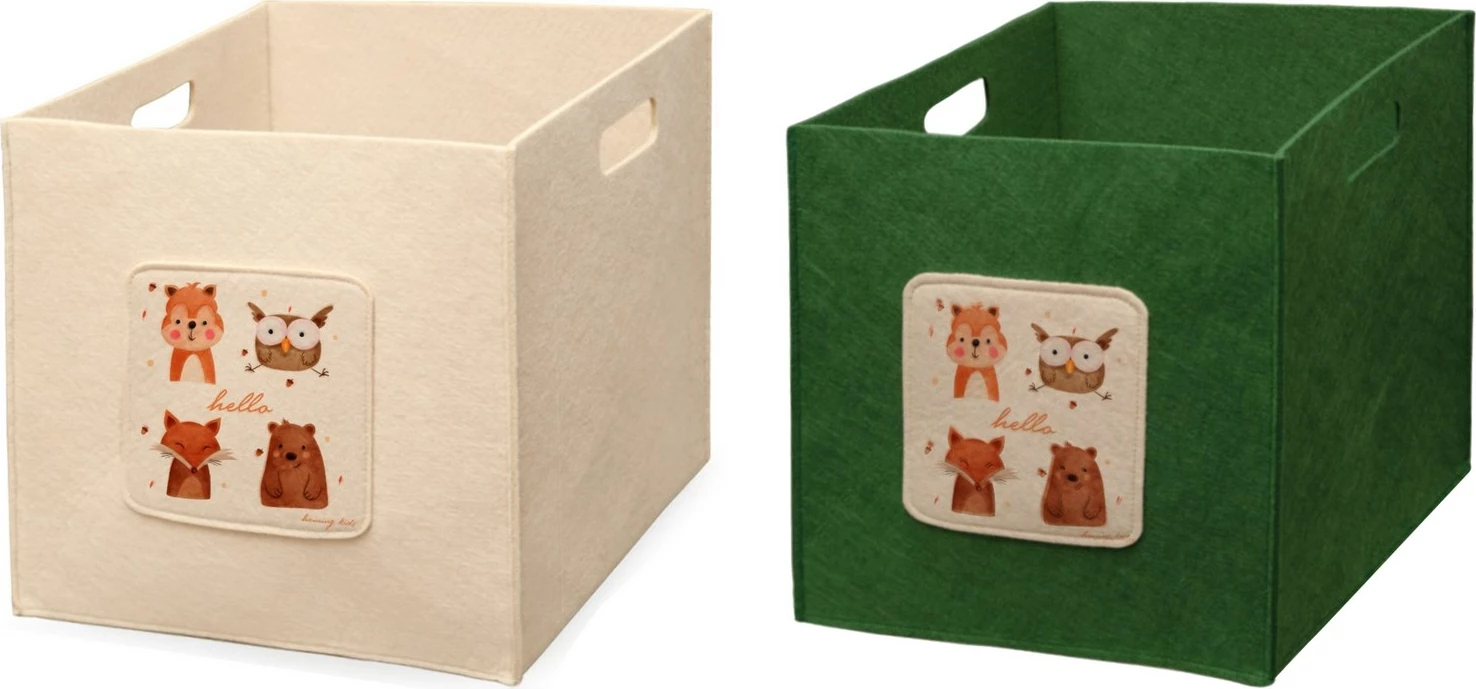 Set shporta organizuese prej fëlti, ngjyrë e gjelbër dhe krem, Aberto Design, HMY-6258, 30x30x30cm (2 copë)