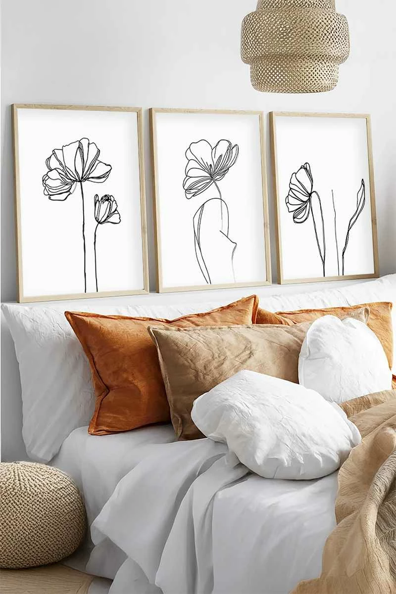 Pikturë dekorative me kornizë, 3 pjesë, Wallity, Huhu535, shumëngjyrëshe, 40x60cm