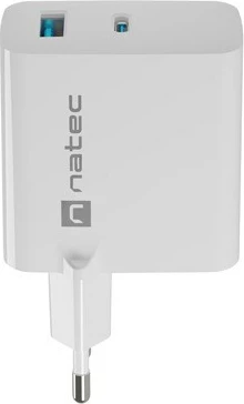 Karikues NATEC RIBERA GAN 1X USB-A + 1X USB-C 45W i bardhë
