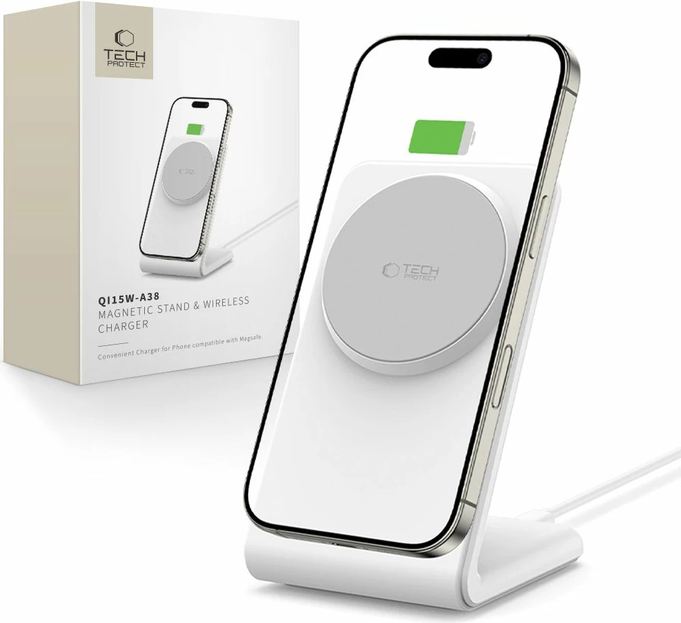 Karikues wireless Tech-Protect QI15W-A38 me MagSafe, i bardhë