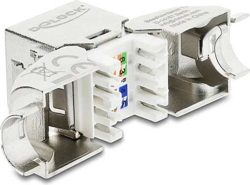 Modul Keystone DeLOCK RJ45 në LSA Cat6A, 45° i anshëm, i ekranum, argjend
