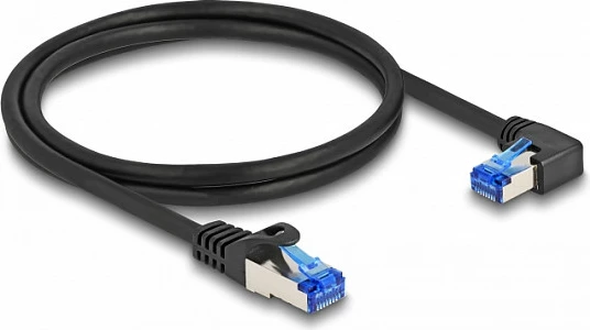 Kabllo rrjeti DeLOCK RJ45 Cat6a S/FTP 1 m, konektor i drejtë/90°, e zezë