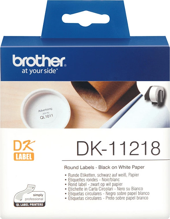 Etiketa rrethore Brother DK-11218, Ø24 mm, 1000 copë, e bardhë