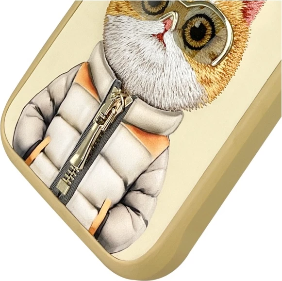 Mbështjellës Nimmy Cool&Cute 2.0 Cat për iPhone 16 Pro 6.3", hardcase, khaki