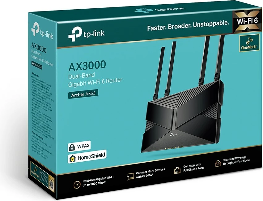 Ruter TP-Link Archer AX53, Wi-Fi 6, Dual-band, 4 porta LAN, i zi