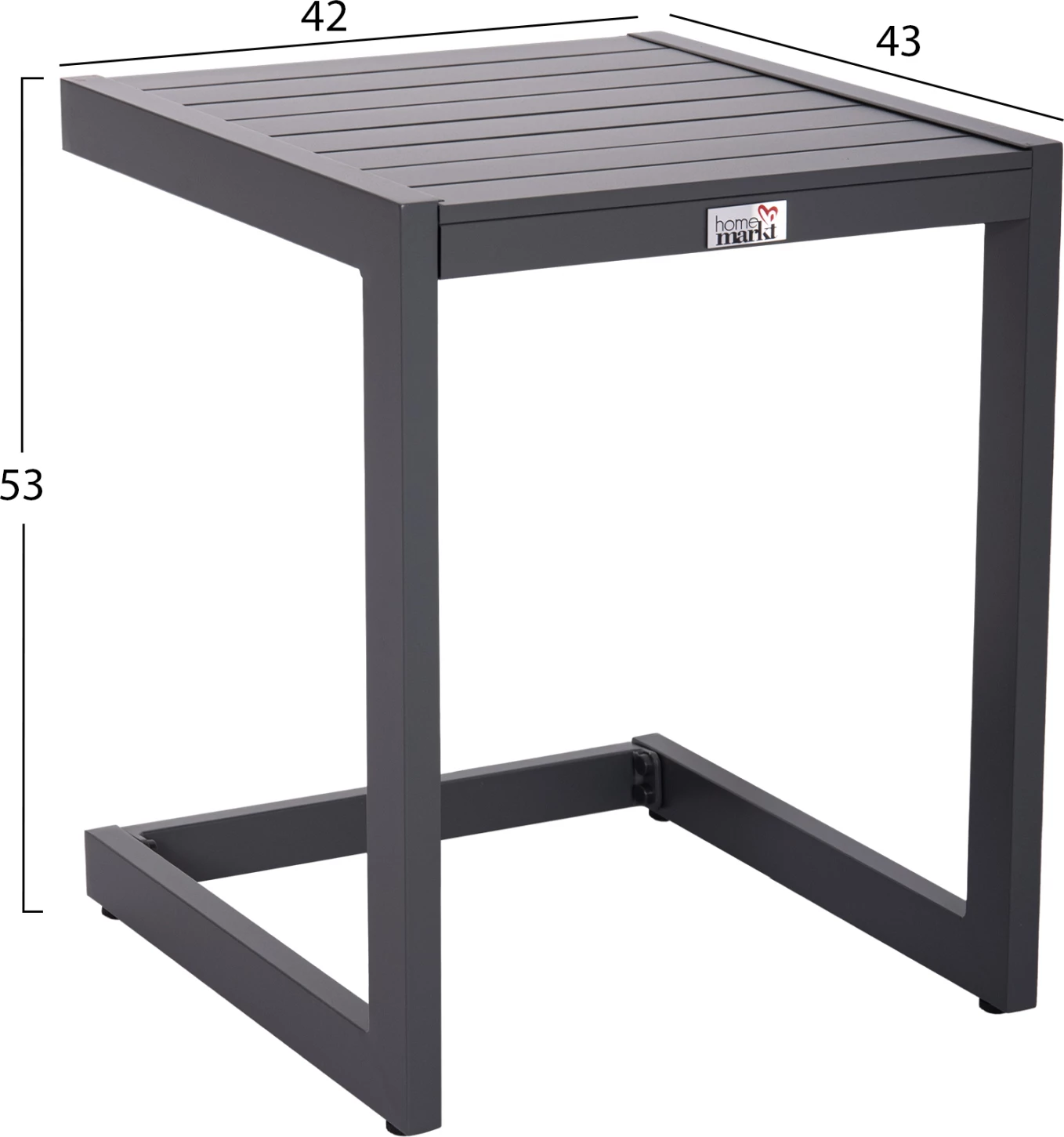 Tavolinë anësore për shezlong, alumin, ngjyrë gri e errët, BELLING FH6274.03, 42x43x53cm