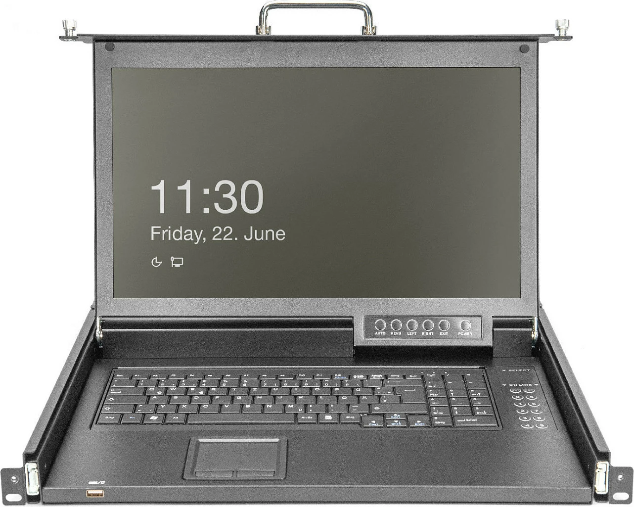 Konzolë rackmount Digitus 17" HD LCD, 8-port HDMI KVM, tastierë gjermane, e zezë