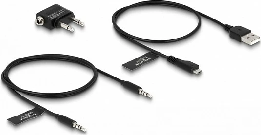 Kufje DeLOCK Bluetooth 5.0 foldable, me mikrofon, 20 orë, Wired & Wireless, 3.5mm, të zeza