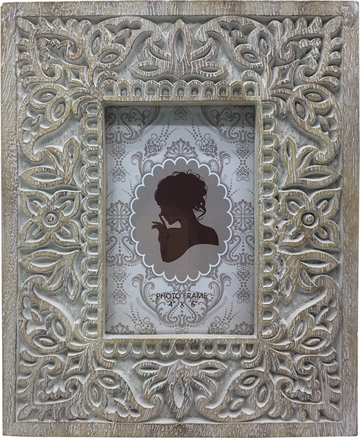 Kornizë foto Fiore, polirezine dhe xham, e bardhë, 21x3x25cm