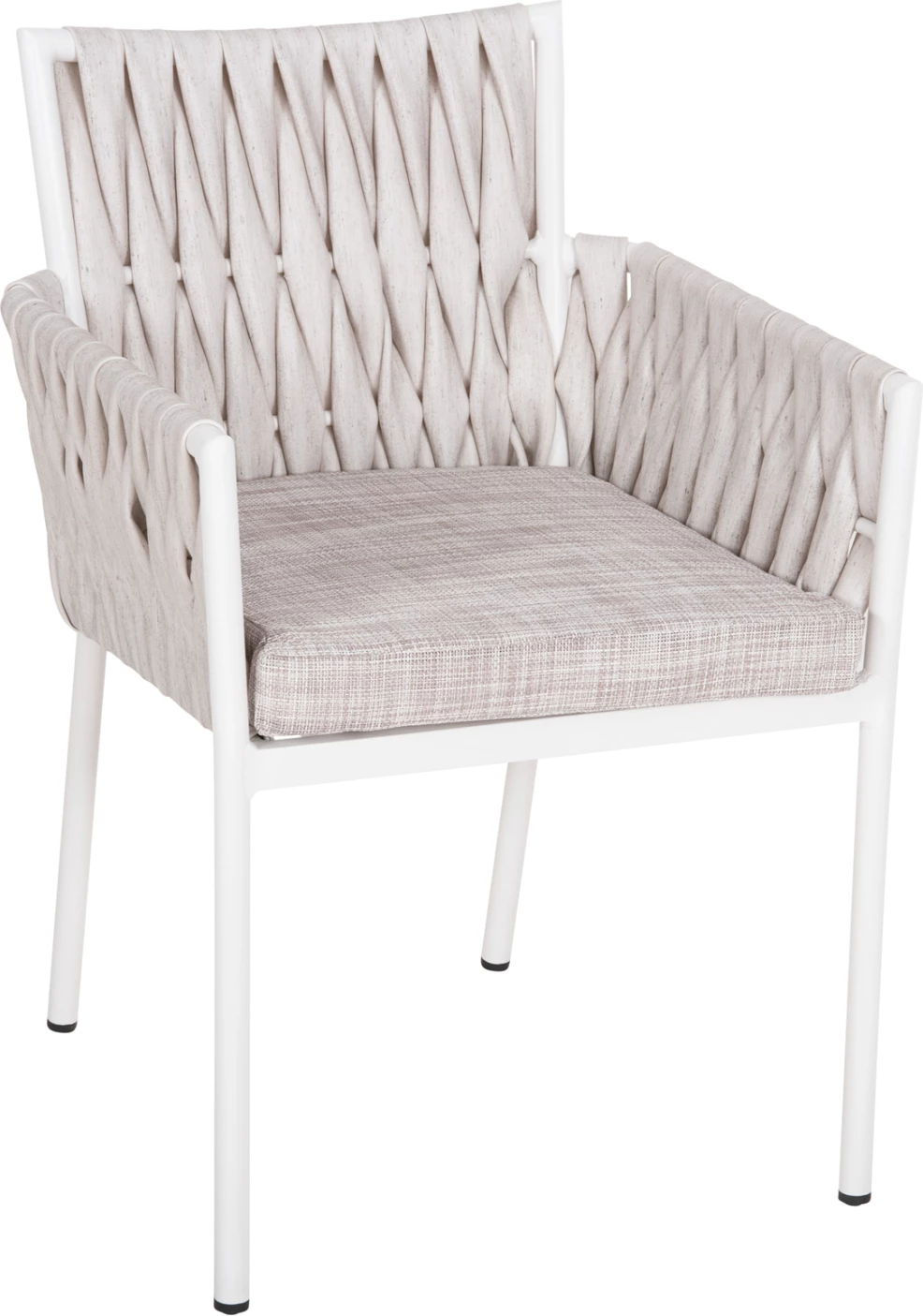 Karrige alumini MARTIN FH5564.11 kornizë e bardhë dhe ratan sintetik ngjyrë e bardhë e zbehtë 56x56x80Hcm