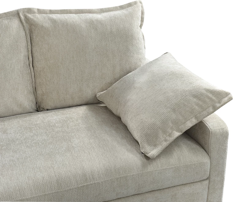 Kënd-sofë krevate Lounivo, material stofë bezhë, 215x215x84cm