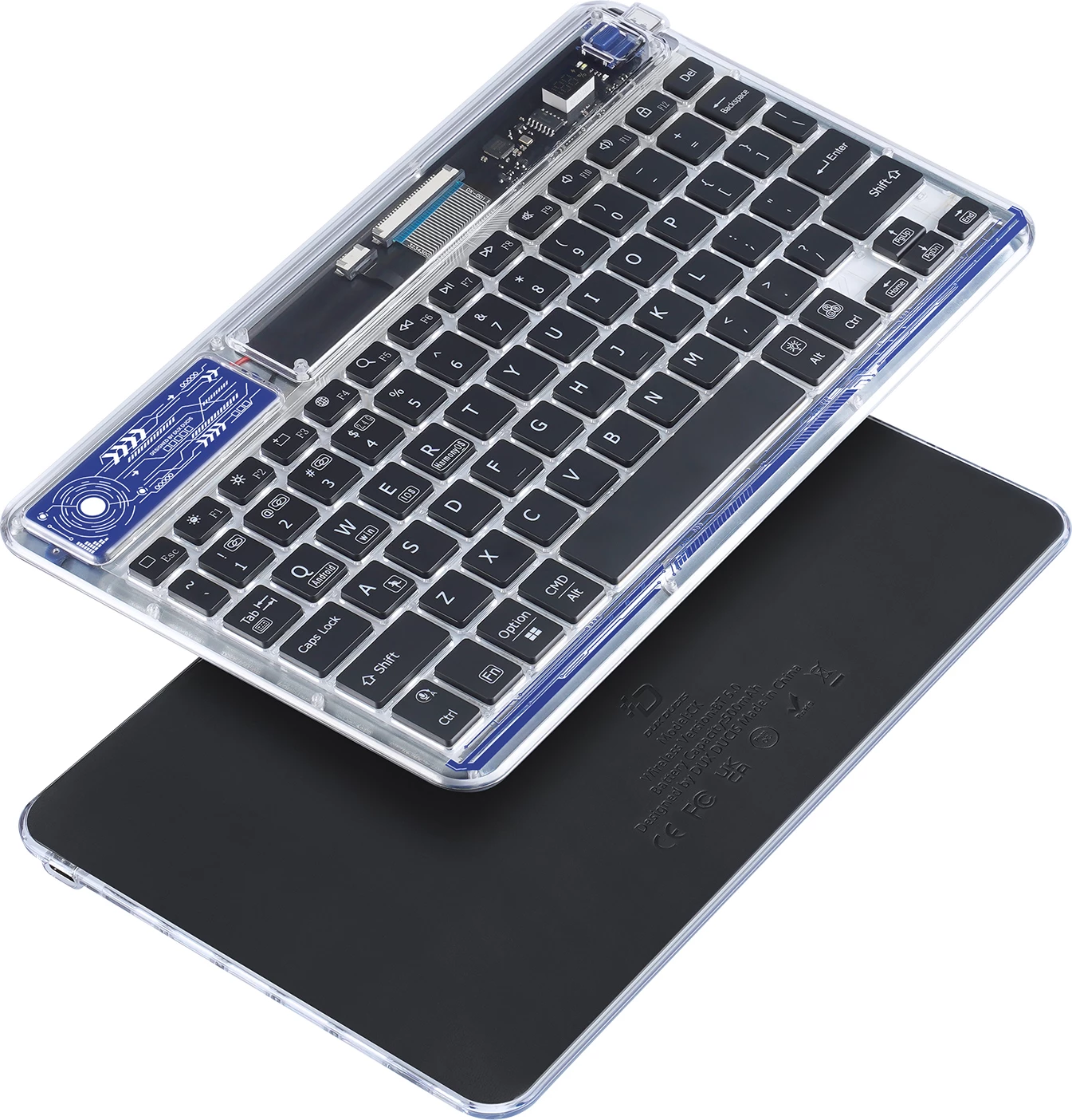 Tastierë wireless Dux Ducis CK Series, për laptop/tablet/celular, transparent/blu