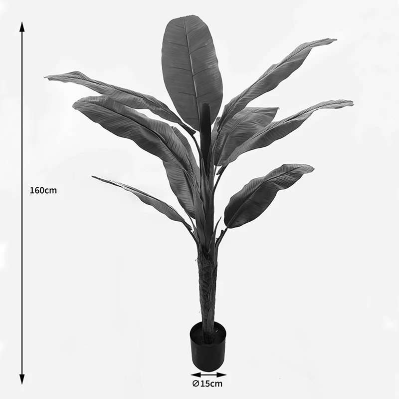 Bimë dekorative Banono në vazo, ngjyrë e gjelbër, 95x160cm