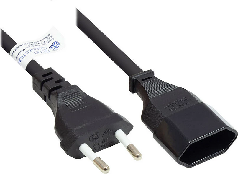 Kabllo rryme GoodConnections P0300-S002, Type C, 0.2 m, 250 V/2.5 A, e zezë