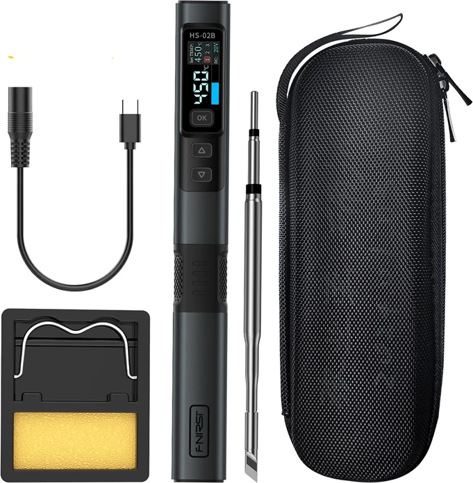 Hekur saldimi smart FNIRSI HS-02B 100W, i zi, set me 3 maja