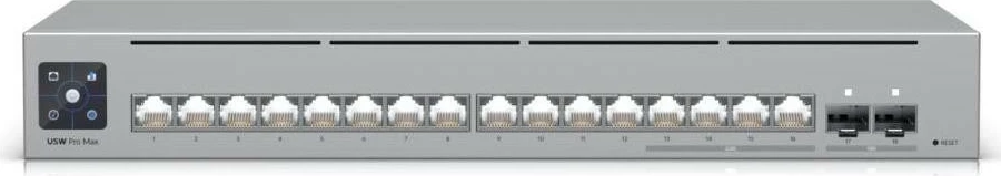 Switch Ubiquiti USW-PRO-MAX-16, 12 porta LAN, 4 porta 2.5G, 2 SFP+, për rack 19", e zezë