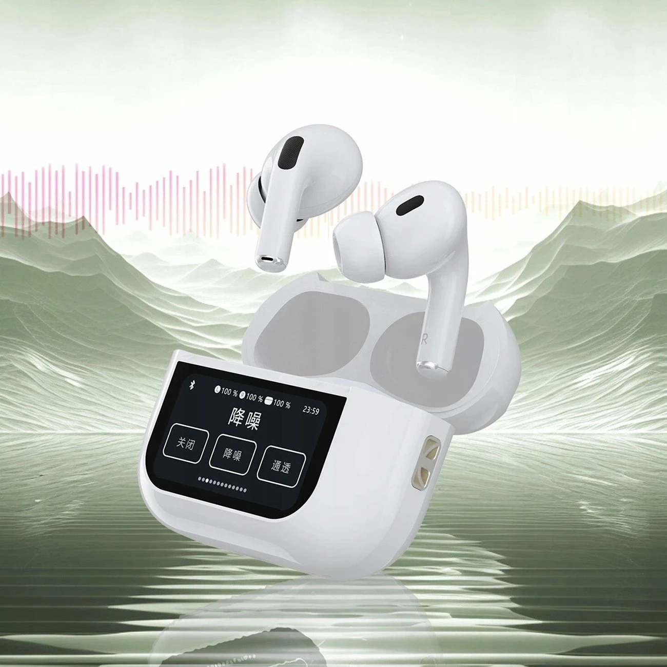 Kufje Dudao U19 TWS Bluetooth 5.3 me ANC, LED display, USB-C, deri 68h, të bardha