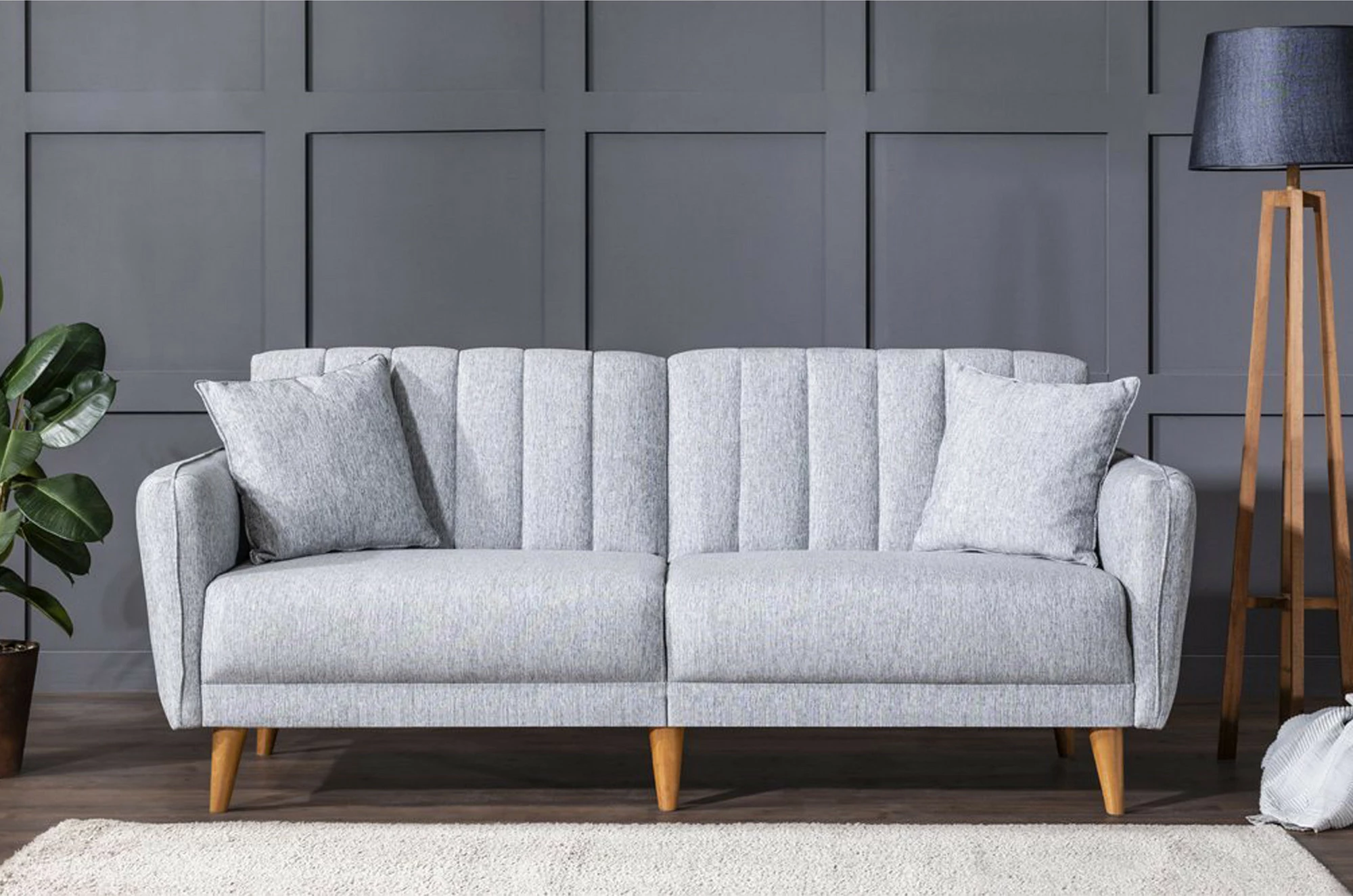 Set divan-krevat me karrige krahu, ngjyrë gri, Atelier del Sofa, Aqua-TKM03-1008