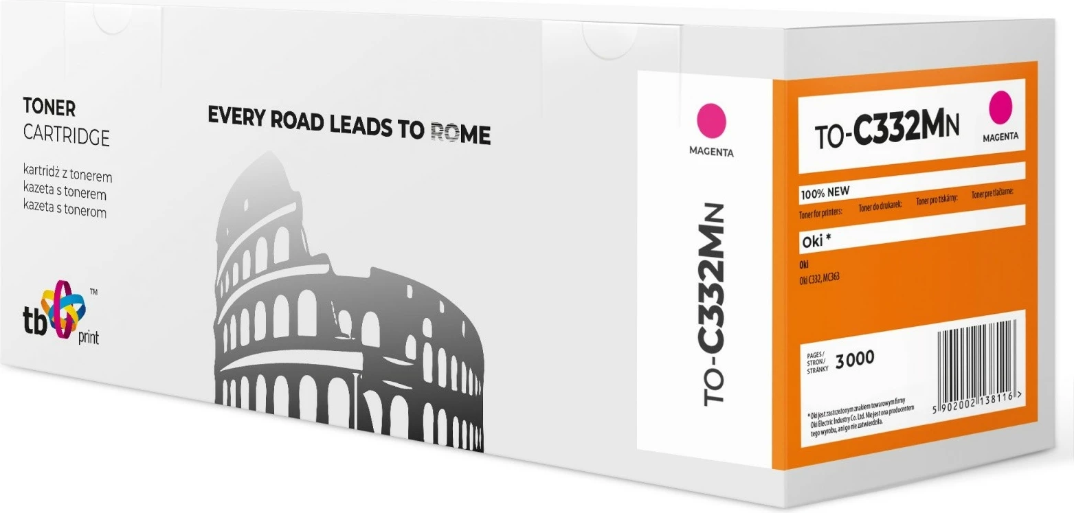 Toner TB Print TO-C332MN për Oki C332/MC363, Magenta