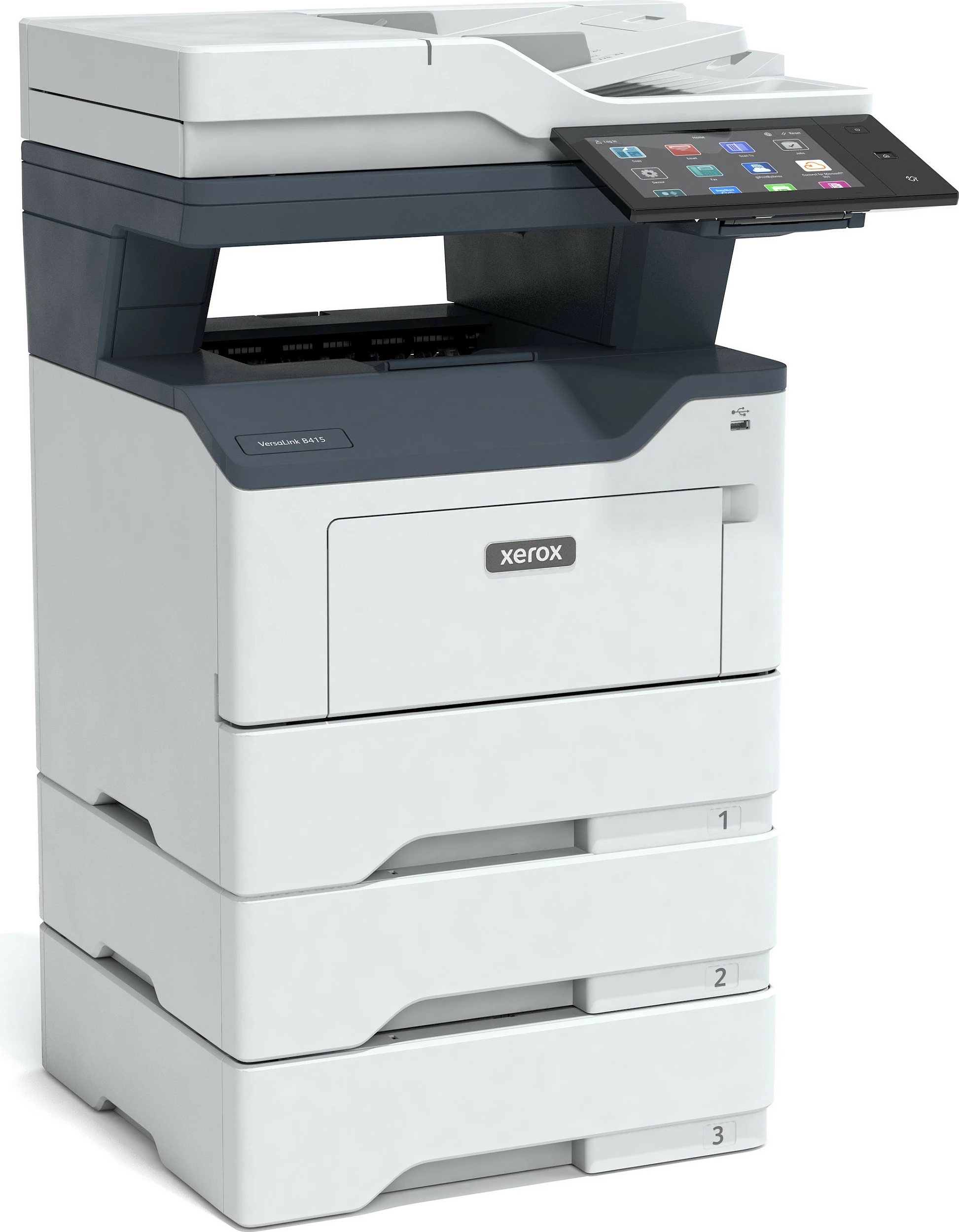 Printer multifunksional Xerox VersaLink B415DN, mono, USB/LAN, skanim/kopje/faks, duplex, gri/kaltër