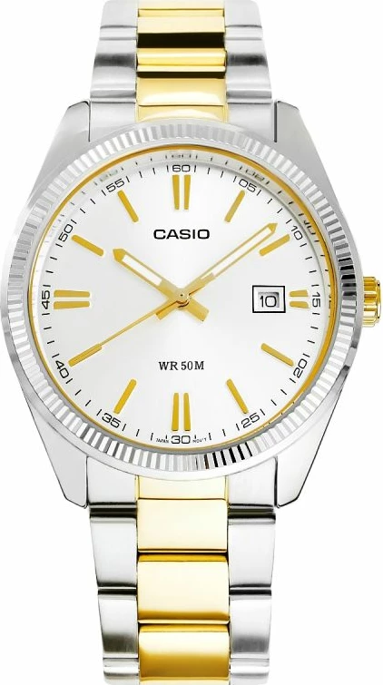 Orë dore për meshkuj Casio, argjend e ar