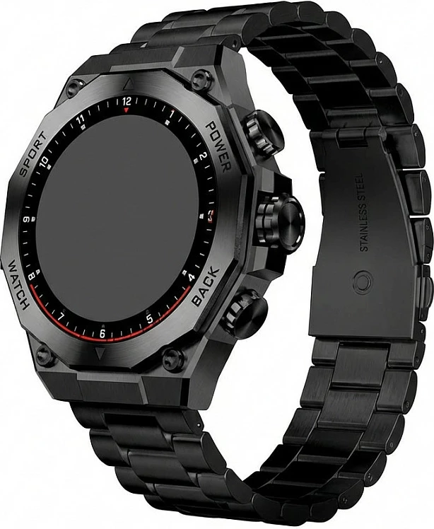 Smartwatch Kodak SET SW-7215, ekran i rrumbullakët, rrip metalik, i zi