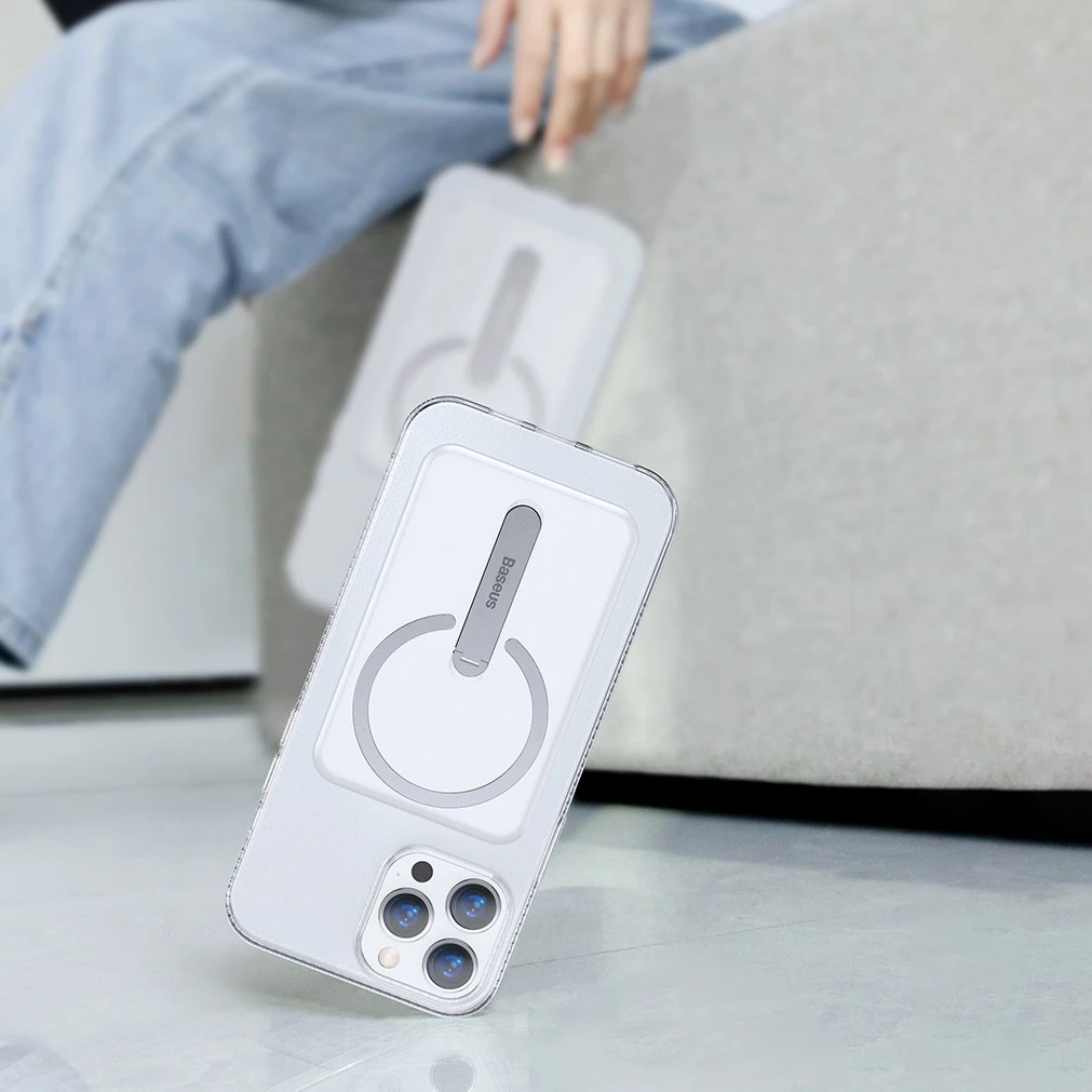 Mbështjellës magnetik Baseus për iPhone 13 Pro 6.1" (2021), me mbajtëse, Transparent