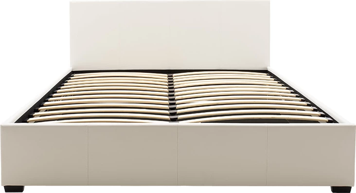 Krevat dopio Norse PU me hapsirë ruajtjeje, ngjyrë e bardhë matte, 160x200cm