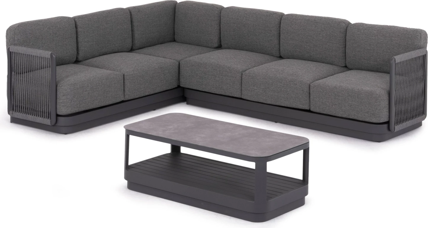 Set këndi për jashtë, 3 pjesë, seria ELYSIA, alumin i hirtë i errët, litar, material tekstili, CD6187.01