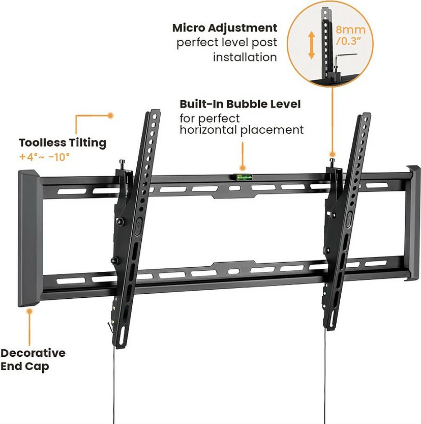 Mbajtëse muri për TV VALUE, tilt, 43-90", VESA deri 800x400, 75 kg, e zezë