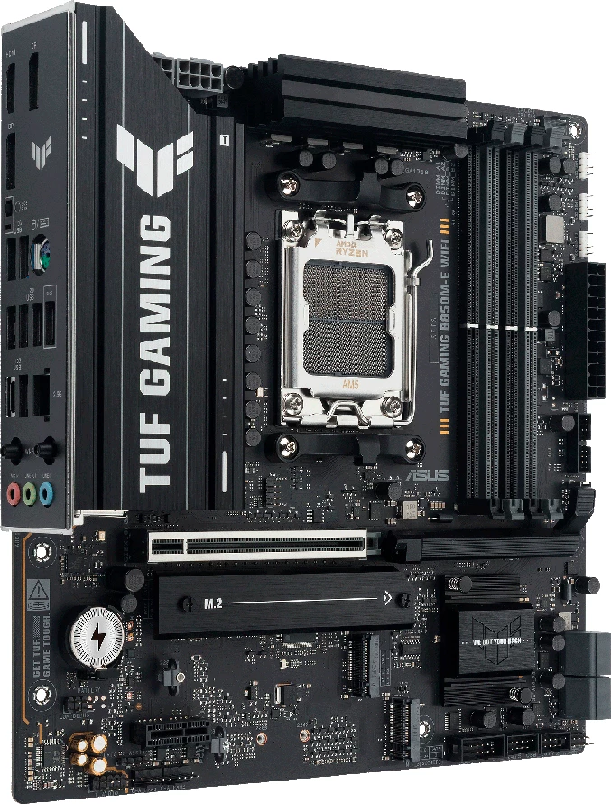 Pllakë amë ASUS TUF Gaming B850M-E WIFI, AM5, mATX, DDR5 4xDIMM, 3x M.2, 4x SATA, PCIe 5.0, 2.5GbE, WiFi 6E, Bluetooth 5.3