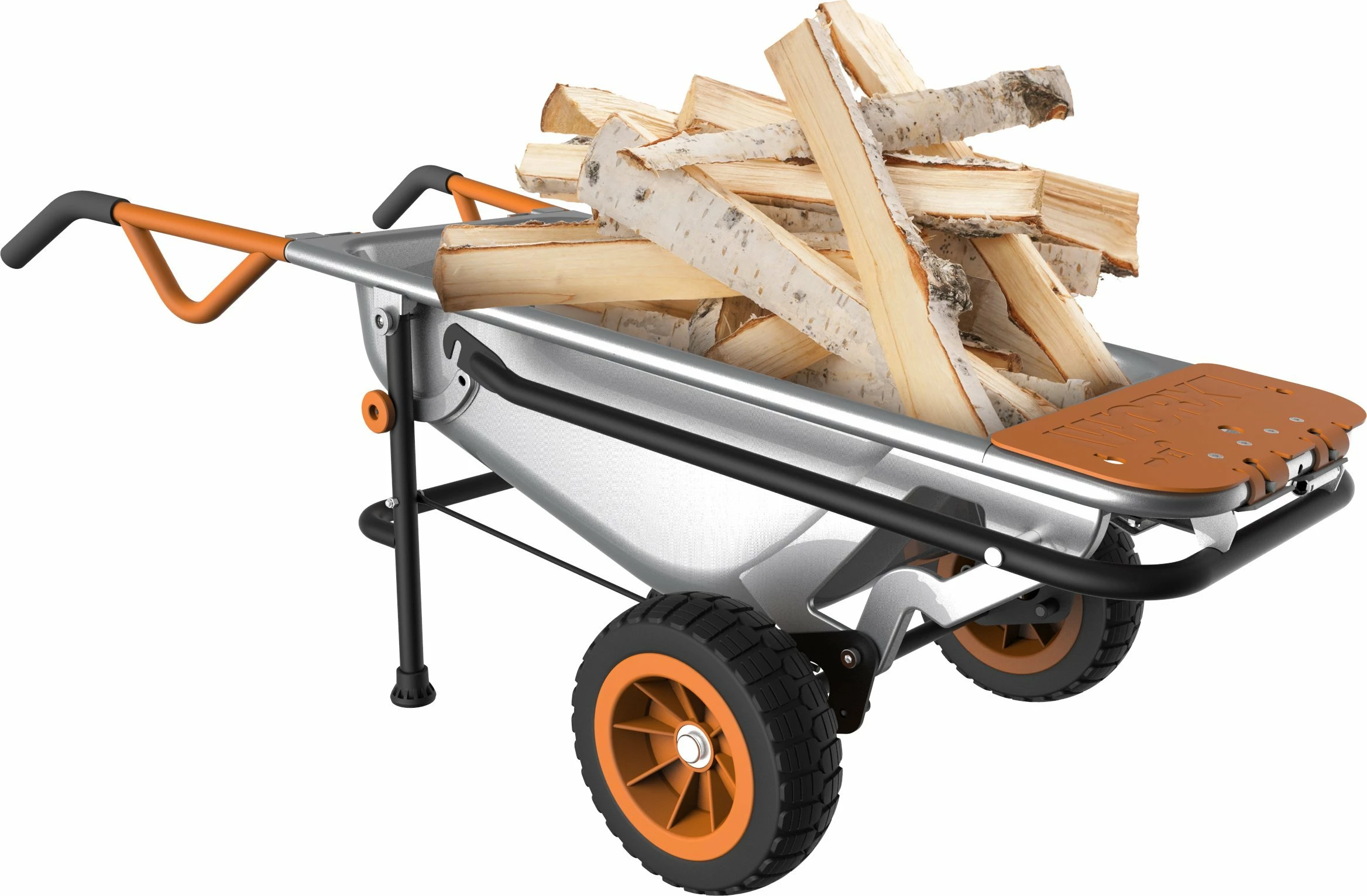 Karrocë dore Worx WG050 110 L 140 kg dy rrota, argjendtë