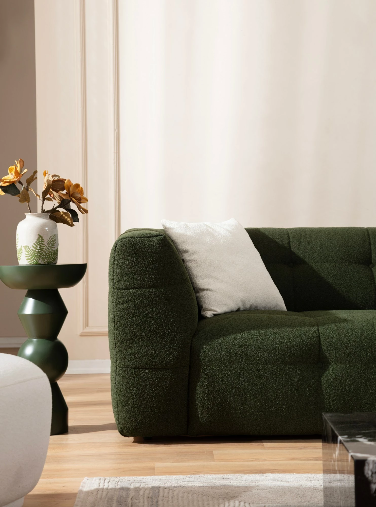 Divan treshe Atelier del Sofa, Cady, ngjyrë e gjelbër